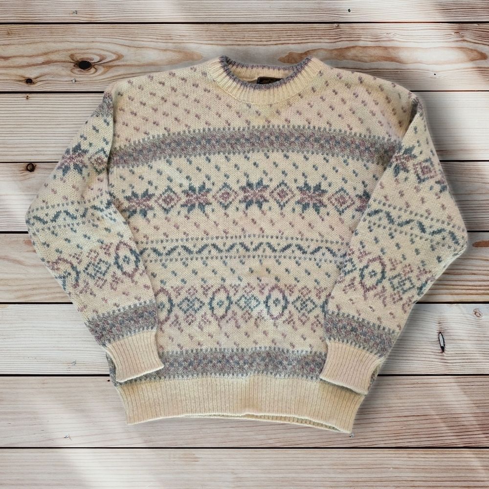 Vintage Eddie Bauer Women's Fair Isle Crewneck Sweater Wool Blend M